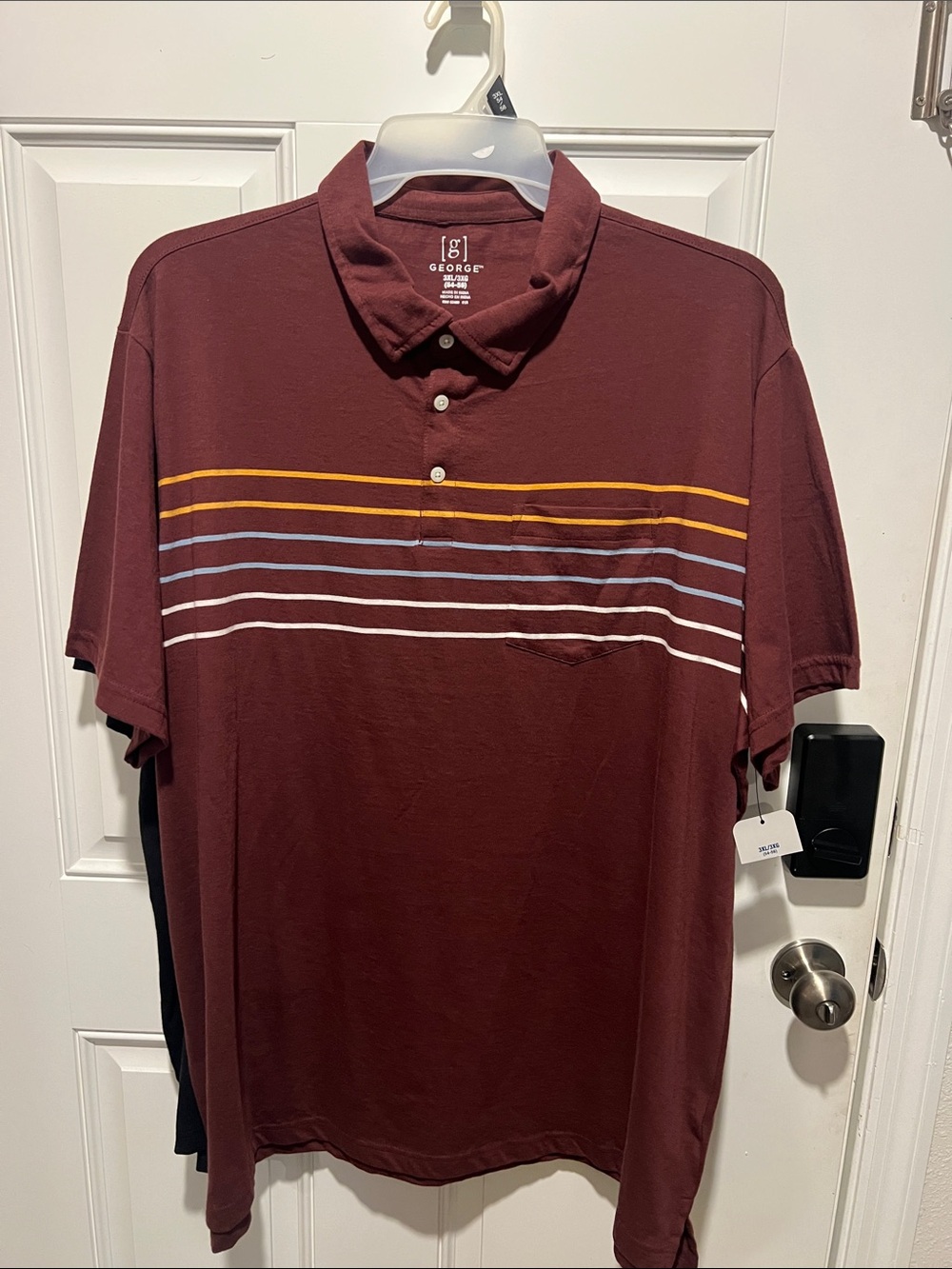George Men’s Burgundy Polo with Striped Chest